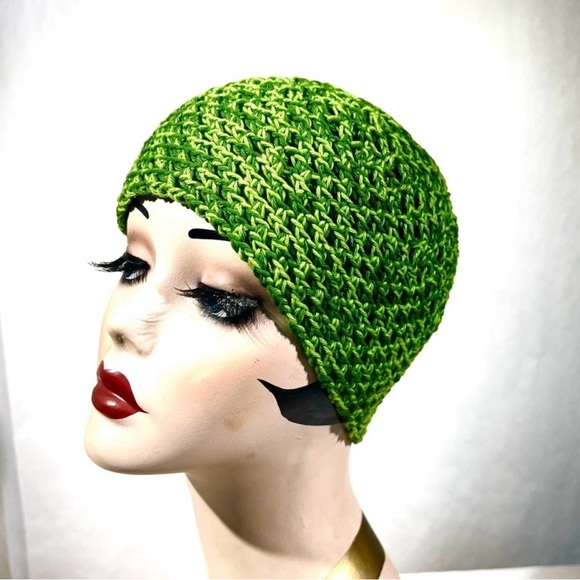 Roman Keflay Boho Olive Green & lime Green Handmade Cotton Crochet Hat - Picture 2 of 3